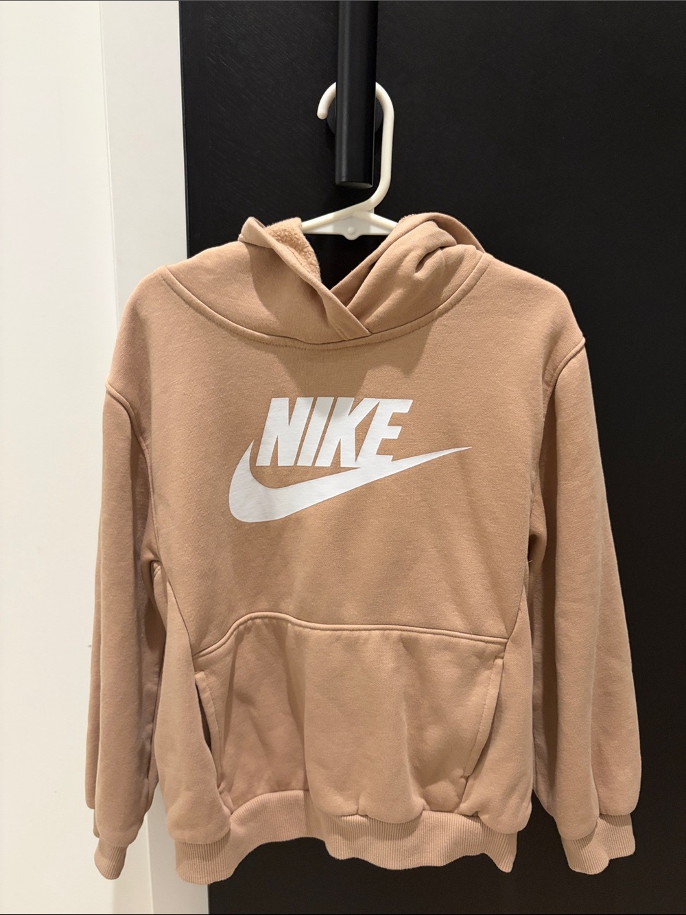 Nike Kids Tan Hoodie with White Logo